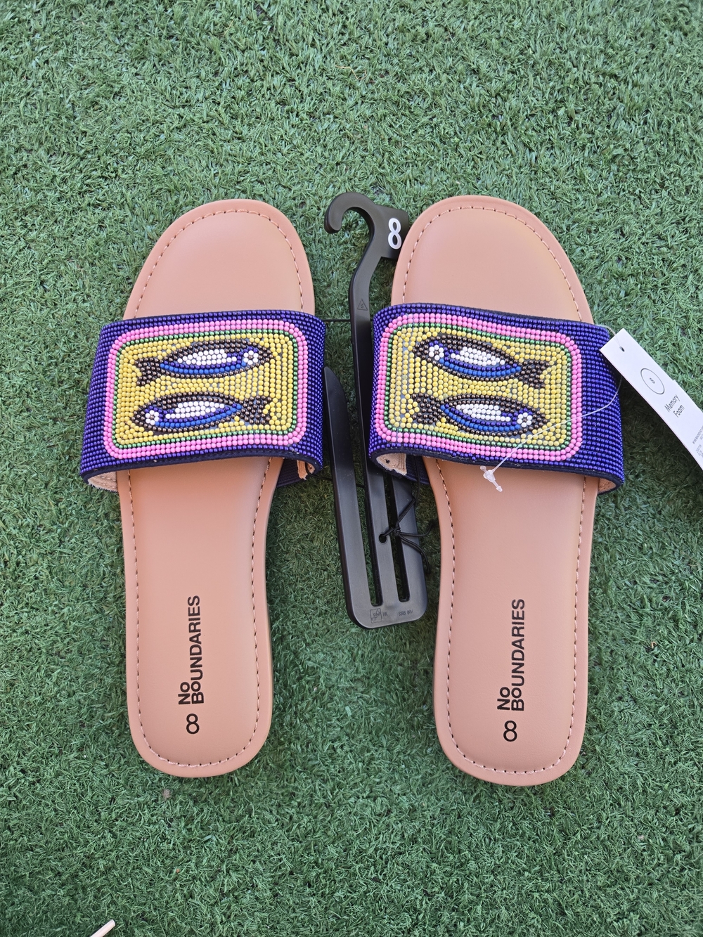 No Boundaries Purple Beaded Slide Sandals